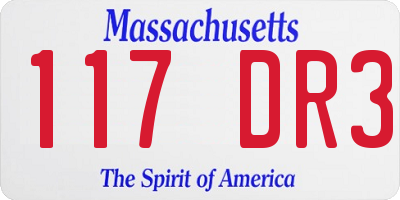 MA license plate 117DR3