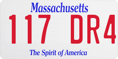 MA license plate 117DR4