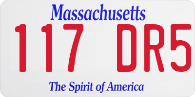 MA license plate 117DR5