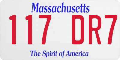 MA license plate 117DR7