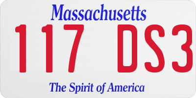MA license plate 117DS3