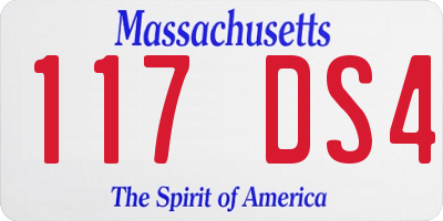MA license plate 117DS4