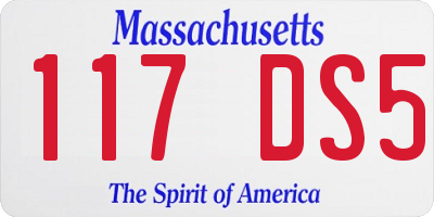 MA license plate 117DS5