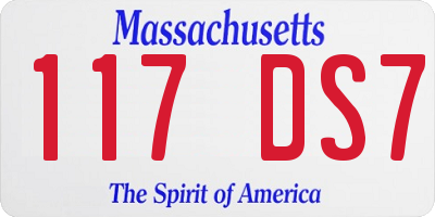 MA license plate 117DS7