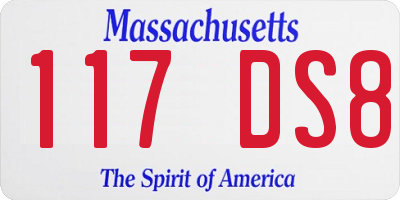 MA license plate 117DS8