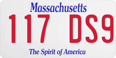 MA license plate 117DS9