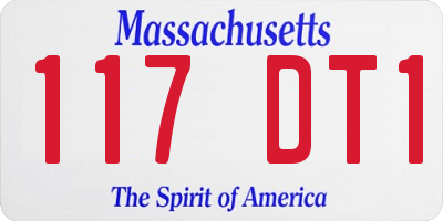 MA license plate 117DT1