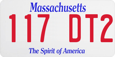MA license plate 117DT2