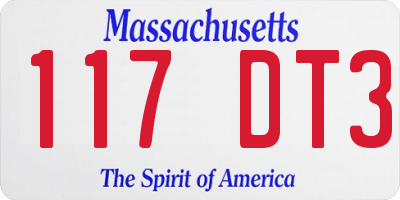 MA license plate 117DT3