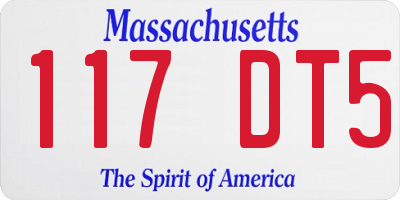 MA license plate 117DT5