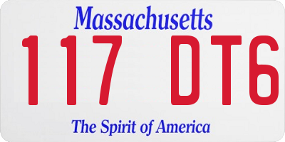 MA license plate 117DT6