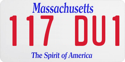 MA license plate 117DU1