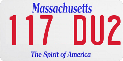 MA license plate 117DU2