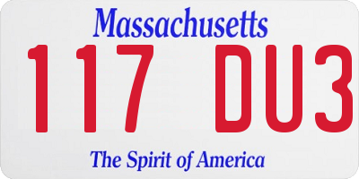 MA license plate 117DU3