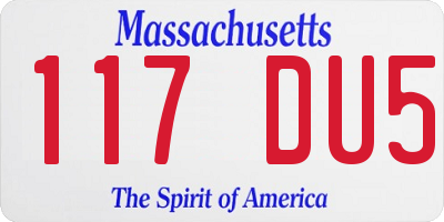MA license plate 117DU5