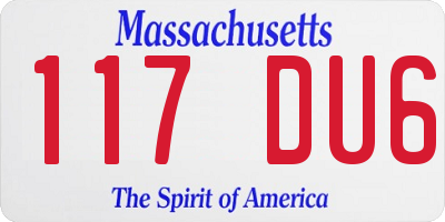 MA license plate 117DU6