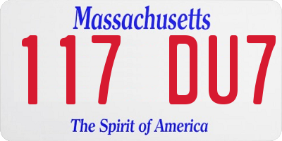 MA license plate 117DU7