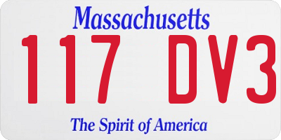 MA license plate 117DV3