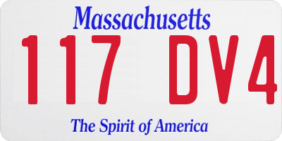 MA license plate 117DV4