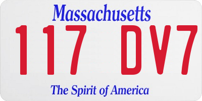 MA license plate 117DV7