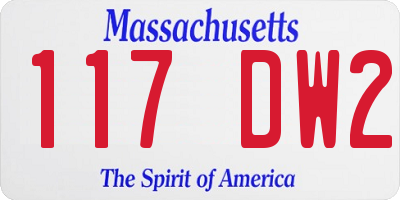 MA license plate 117DW2