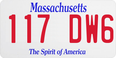 MA license plate 117DW6
