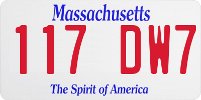 MA license plate 117DW7