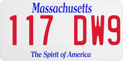 MA license plate 117DW9