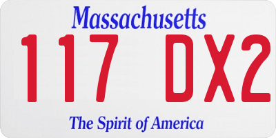 MA license plate 117DX2