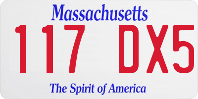 MA license plate 117DX5