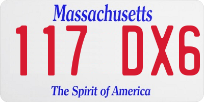 MA license plate 117DX6