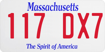 MA license plate 117DX7