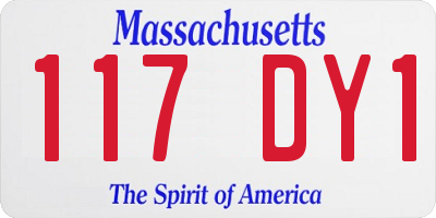 MA license plate 117DY1