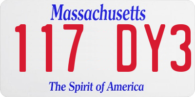 MA license plate 117DY3
