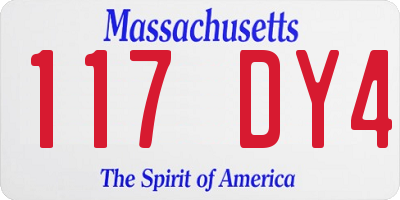 MA license plate 117DY4