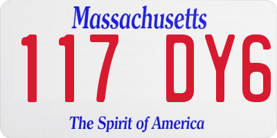 MA license plate 117DY6
