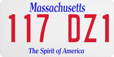 MA license plate 117DZ1