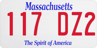 MA license plate 117DZ2