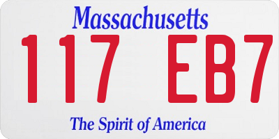 MA license plate 117EB7
