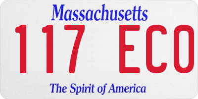 MA license plate 117EC0