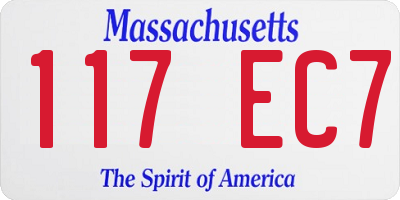 MA license plate 117EC7