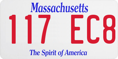 MA license plate 117EC8