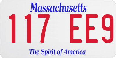 MA license plate 117EE9