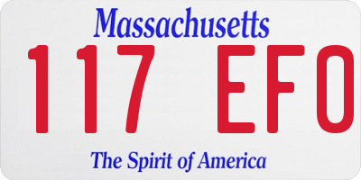 MA license plate 117EF0
