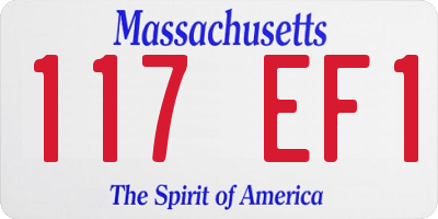 MA license plate 117EF1