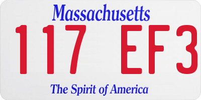 MA license plate 117EF3
