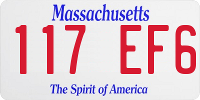 MA license plate 117EF6