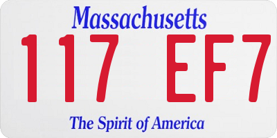 MA license plate 117EF7