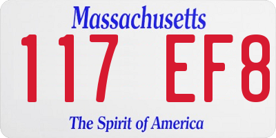 MA license plate 117EF8