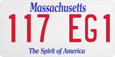MA license plate 117EG1